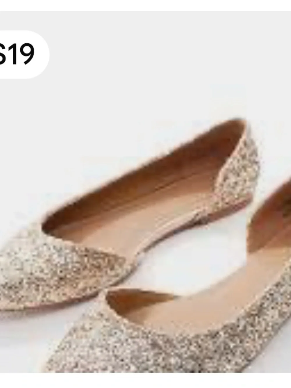 ASOS DESIGN Wide Fit Virtue d’Orsay Glitter Pointed Ballet Flats Glitter